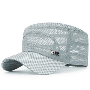 Off-White Women Mesh Military Cap Summer Cadet Hat Adjustable Breathable